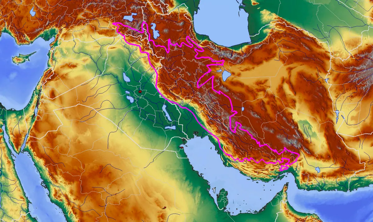 Zagros Mountains forest steppe map